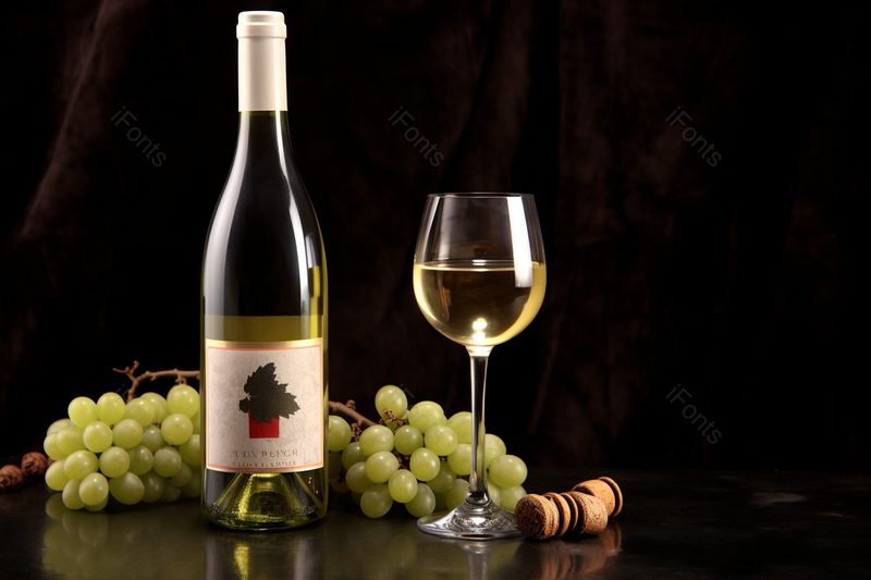 黑色背景前绿色的葡萄和白葡萄酒,高清,摄影图,摄影图片,图片大全,摄影图免费下载